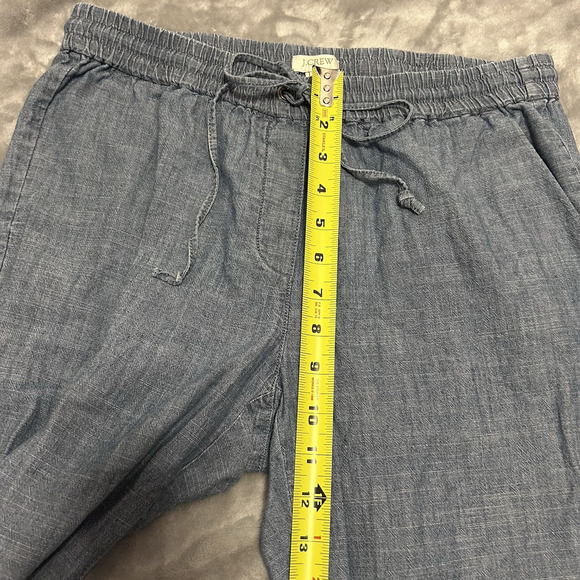 J. Crew Pants Chambray Pull on Drawstring Ankle Size 6 resort vacation boho - Picture 5 of 7